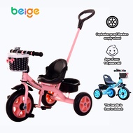 Beige Basikal Budak Kanak 2 Tahun Bicycle Kids 3 Wheels Ride-On Tires Kids Bicycle With Handle