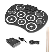 (QBEP) Electronic Drum Set Hand-Rolled Drum 9-Pad MIDI Interface Supports Games Portable Drum Set wi