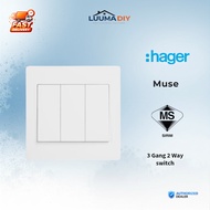 Hager Muse 3 Gang 2 Way switch