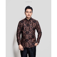 LASKALA BATIK Premium Dhwani Black Men's Slimfit Long Sleeve Kemeja Batik Shirt
