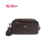 [Ready stock] KICKERS Men's 0140-D.Brown Genuine Leather 3 in 1 Function Crossbody Sling Clutch Bag