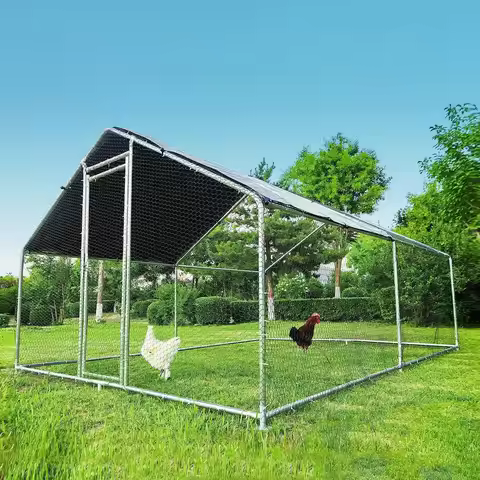 Large Metal Chicken Coop Run, 12.8x9.84x6.56ft Walk-in Poultry Cage Pen, Outdoor Waterproof & Anti-U