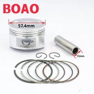 Kit silinder GY6150 Set Cincin Omboh Silinder 57.4mm untuk 4 lejang Skuter Moped ATV QUAD GY6 150 15