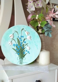 花畫勿忘我花束和雪花蓮媽媽禮物家居裝飾