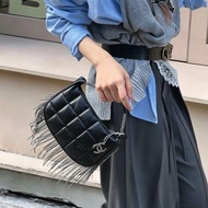 CHANEL香奈兒Vintage黑銀流蘇冰格HoBo包💈🪩
