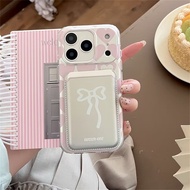 Phone Case Pink Magnetic Stand For IP12 / 13 / 14 17Promax IP16 Phone Case 15 Card Holder 14 For Wom