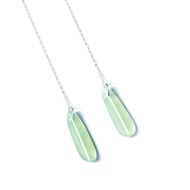 Ezindraw Jade Dangle Earings for Women, Vintage Silver Plated Light Green Gemstone Drop Earings, Hea