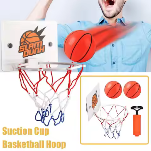Suction Cup Basketball Hoop with 2 Balls Indoor Basketball Hoop Practice Basketball Hoop for Home Li