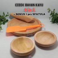 1 Set of Large Wooden Mortar and Pestle + 2 Mini Wooden Mortars + Free Spatula Wooden Mortar and Pes