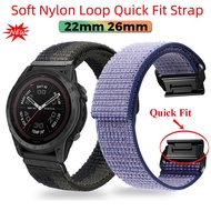 26mm 22mm Nylon Velcro Loop Sports Breathable Strap Quick Fit Band For Garmin Fenix 7 7X 6 6X Pro 5 5X Plus 3 3HR 2 Forerunner 965 955 945 935