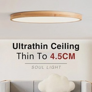 Ultrathin Ceiling Light LED Modern Round Decoration Lamp For Living Room Bedroom Study Foyer Home Indoor Wooden Decor Lighting