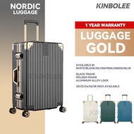 Kinbolee Big Luggage Alloy Suitcase Large Capacity Luggage Suitcase 28/26/20 Inch Golden Luggage
