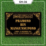 (SEHARI JADI) NISAN ISLAM CUSTOM AKRILIK MAKAM / PRASASTI TULISAN UKIR NAMA / BATU NISAN KIJING BERKUAITAS UKURAN 10x15 | 15x20 | 15x25 | 15x30 | 20x20 | 20x25 | 20x30 | 25x25 | 30x30 | GN-8