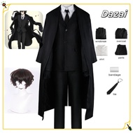 Dazai Cosplay Costume Black Trench Jacket Pants Gloves bandage Dazai Outfits Uniform Halloween