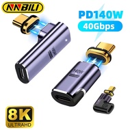 NNBILI 140W USB4.0 40Gbps Thunderbolt3 Magnetic Type-C TO USBC Kabel Penukar Magnet Pengecasan Panta