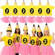 6 Set Crayon Color Costume Set T-shirt Tutu Skirt Gnome Cone Hat for Women Halloween Group Team Cost