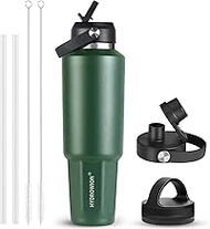 HYDROWION 40 oz Insulated Water Bottle, Car Water Bottle Holder - Double Wall Vacuum Insulated Trave