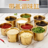 Stainless Steel Seasoning Jar Large Size Oil Jar with Lid Round Seasoning Jar Commercial Thickened K