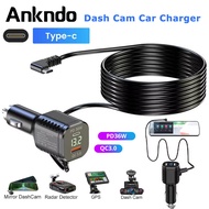 Ankndo PD36W+QC3.0 Charging Cable Dash Cam Car Charger Type-C USB 3.5M Power Cord Supply 12-36V For 