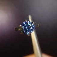 藍色莫桑石戒指, 1克拉莫桑石戒指, 閃耀藍色莫桑石戒指