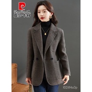 XYPierre Cardin Light Luxury High-End Women's Double-Sided Cashmere Coat Women's Short Plaid Woolen Woolen Blazer Small2
