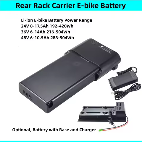 O2feel Selve Luggage Rack E-bike Battery Li-ion 36V 7.8Ah 8.8Ah 9Ah 10Ah 10.4Ah 13Ah 14Ah 24v 48v fo