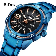 BIDEN Brand Luxury Men Sports Army Military Watches Men's Quartz Analog Clock Male 30M Waterproof Watch Steel Strap Casual Watch