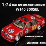 MERAH 1:24 Scale Diecast Car Miniature Mercedes-Benz W140 300L Tiger Head Red