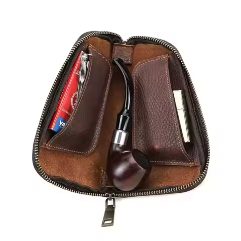 Genuine Leather Tobacco Pipe Case Portable bag for Tobacco Smoking Pipe Smoking Tool Wood Tobacco pi