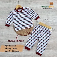 Fast delivery Nanaku Baby - (Salur Motif) Long Sleeve Baby Suit Long Pempers Pants