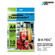 Sticker Paper Transparent Waterproof A4 V-Tec 10 Sheets 170 Gsm STP-9117 WP