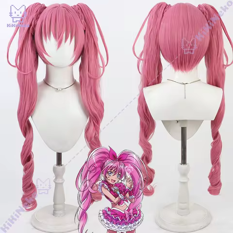 Game Hojo Hibiki Cosplay Wig Hojo Hibiki Fuchsia double ponytail Cosplay Hair For Comicon Party Adul