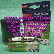 IT20TT DENSO IRIDIUM TT SPARK PLUG GEN2/ EXORA / PERSONA / BLM FLXFOC OIL FILTER (UMW)
