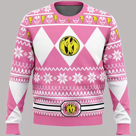 Women's and Men's Autumn/Winter New Mighty Morphin Multi Color Ranger Power Ranger Ugly Christmas Sw