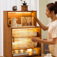 Thin Tableware Tea Set Display Desktop Cabinet Kitchen Rack Cabinet Storage Rack Cup Storage Box Cab