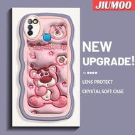 JIUMOO เคสสำหรับ Infinix Smart 5 Hot 10 Lite เคส X657 X657C 3D ลายการ์ตูนหมีสตรอเบอร์รี่กรอบคลื่นโปร่งใสกันกระแทกนิ่มเคสโทรศัพท์เนื้อ TPU ปลอกซิลิโคนฝาครอบป้องกันกล้อง