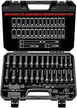 1/2" Drive Impact Socket Set 29-Piece, Cr-V-M Steel Deep Socket SAE(3/8" - 1") & Metric(10-24mm) Siz