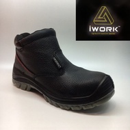 IWORK Safety Shoes Steel Toe Steel Plate Anti Slip Leather Boots - Black/Brown W97-9710