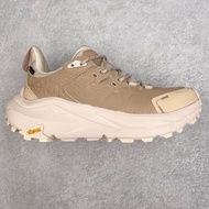 Waterproof shoes with thick soles Hoka One One Kaha 2 Low GTX Brown Beige Hiking Shoes