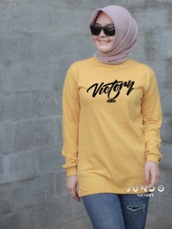 Baju Kaos Jundo Lengan Panjang Atasan Wanita Dewasa Kaos Seragam Kuning Mustard Kaos Tunik Kaos Ibu 