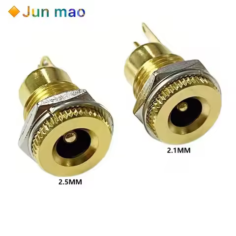 3pcs Gold plated all copper DC-099 all metal high current 20A DC power socket 5.5 * 2.1/2.5MM female