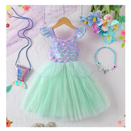 【Kids clothes】 Sequin Performance Costume Girl  Princess Dresses Sling Mesh Skirt Birthday Girl Dres