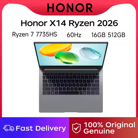 Honor X14 Ryzen Edition 2026 14-inch R7-7735HS Windows 11 16GB 512GB/1TB Slim and Light Laptop