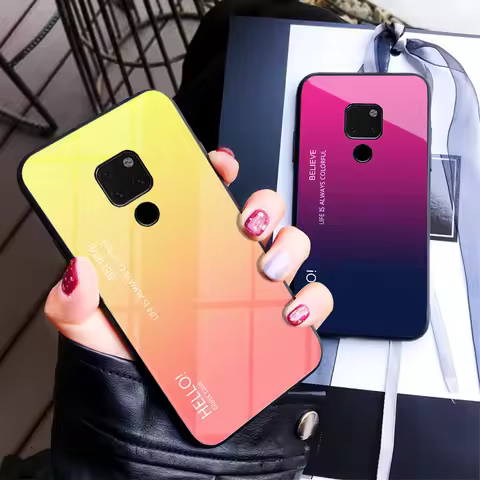 For Huawei Mate 20 Mate20 HMA L29 Case Gradient Aurora Tempered Glass Back Cover Case For Huawei Mat