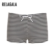 RELAGALA Women's 2025 New Fashion Causal Simple Striped Low Waist Shorts