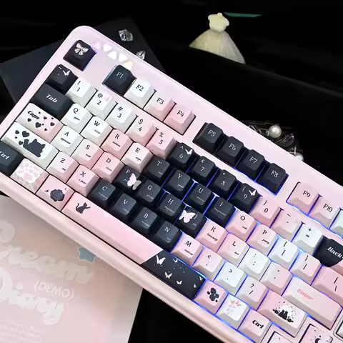 Succubus keyboard keycaps black cat and rose cute original highly sublimated mechanical keyboard ada