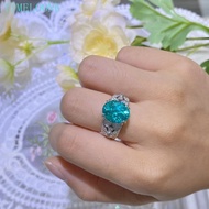 925 Sterling Silver 6CT Lab Grown Paraiba Tourmaline Ring Anniversary For Women Fine Jewelry Gift