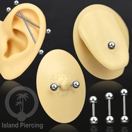 Piercing barbell TIndik barbell silver color. Suitable for Tongue piercing, Industrial piercing, nip