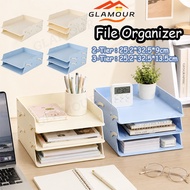 [SG]A4 Paper Tray Organizer File storage Shelf Desk File Paper Storage Box for Office & School 2-Tie