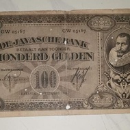 uang kuno kertas 100 G JP Coen